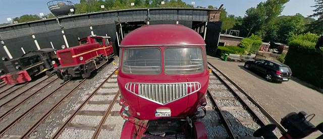 360°-VR-Panorama Schienen-Straßen-Bus von 1953 im Eisenbahnmuseum Bochum