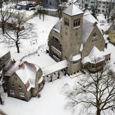 lutherkirche bochum winter luftaufnahme 