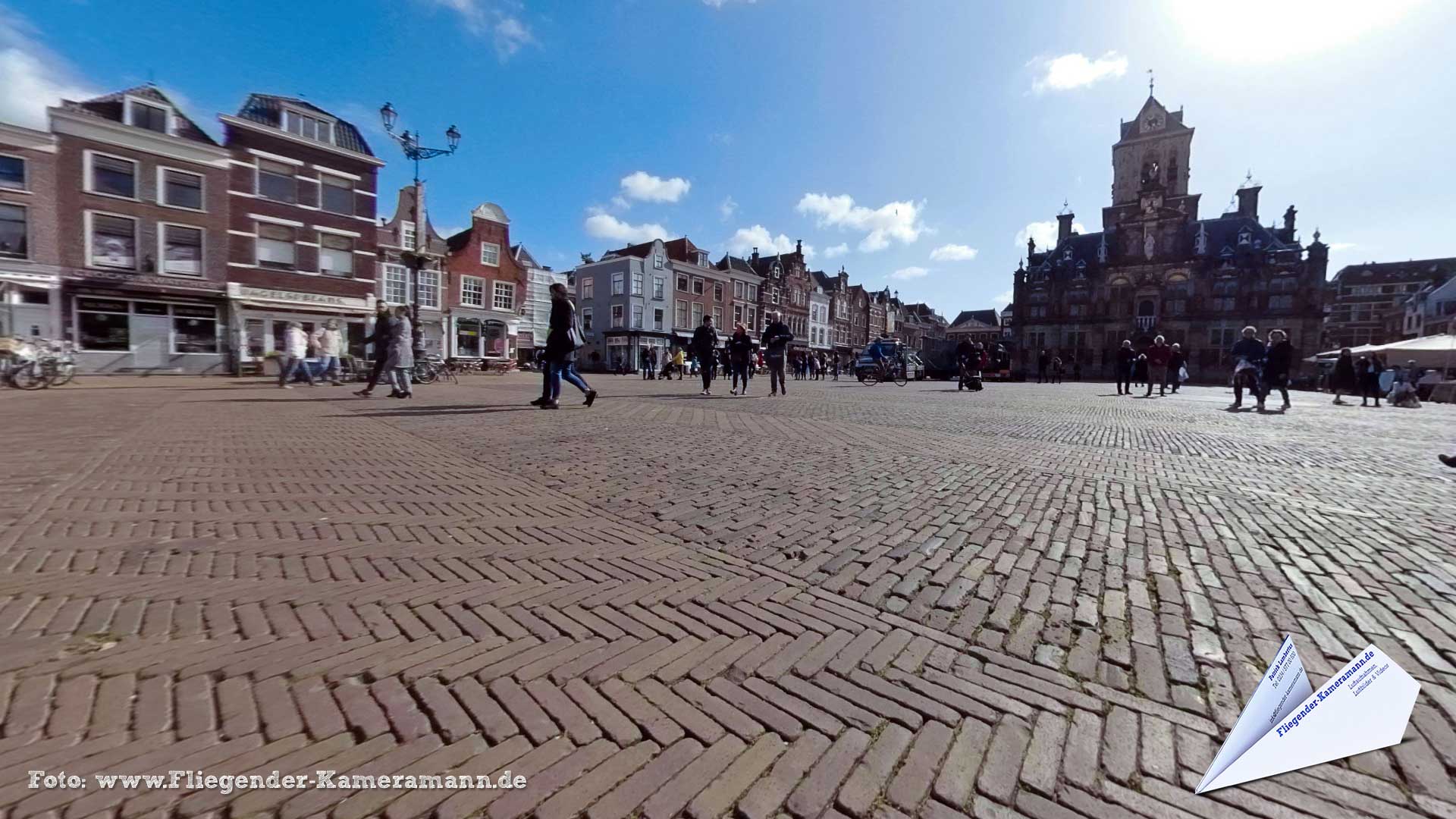 Nieuwe Kerk, Market, Stadhuis in Delft (NL) - 360°-Panorama