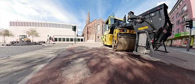 360°-VR-Panorama mit Teermaschine auf der Viktoriastraße