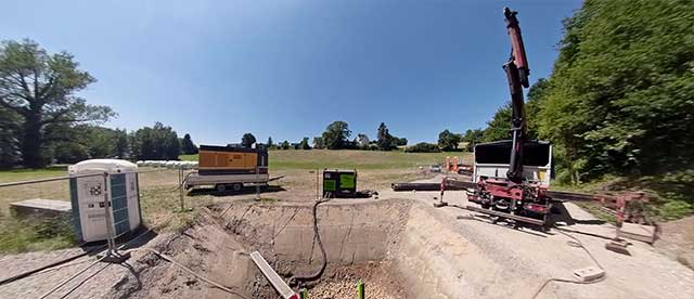 Baustelle mit Horizontal-Bohrung