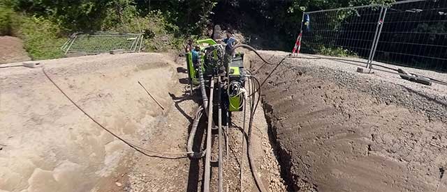 Baustelle mit Horizontal-Bohrung