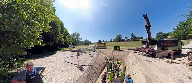 Baustelle mit Horizontal-Bohrung