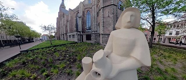 360°-VR-Panorama De nieuwe Kerk, Statue "Het Melkmeisje" in Delft