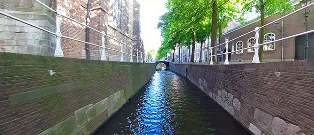 360°-VR-Panorama Bartholomeusbrug, Oude Kerk in Delft