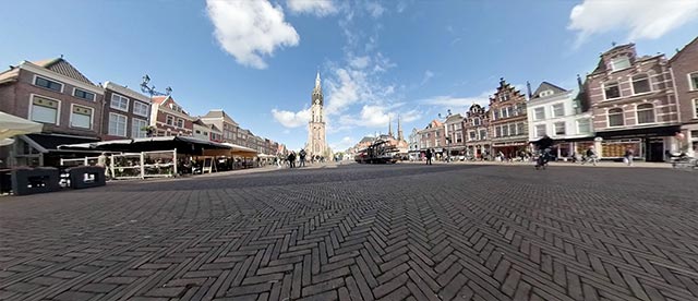 360°-VR-Panorama Nieuwe Kerk, Market, Stadhuis in Delft