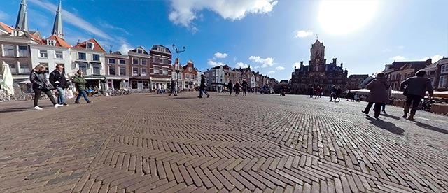 360°-VR-Panorama Nieuwe Kerk, Market, Stadhuis in Delft