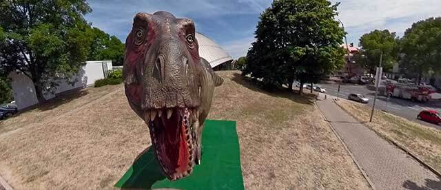 360°-VR-Panorama Tyrannosaurus rex vor dem Planetarium Bochum