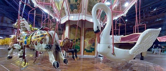 360°-Panorama Historischer Jahrmarkt Jahrhunderthalle Bochum Karussel