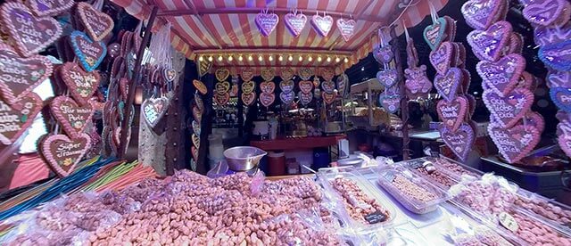 360°-Panorama Historischer Jahrmarkt Jahrhunderthalle Bochum Süßigkeitenstand