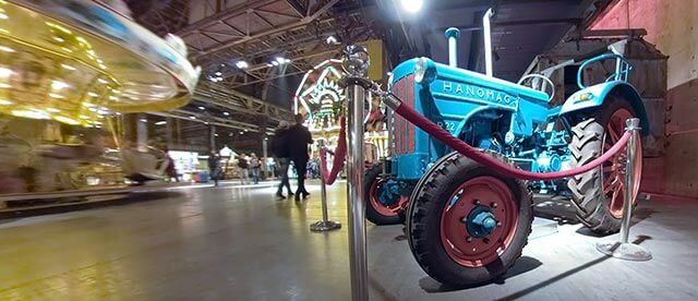 360°-Panorama Historischer Jahrmarkt Jahrhunderthalle Bochum Traktor Hanomag