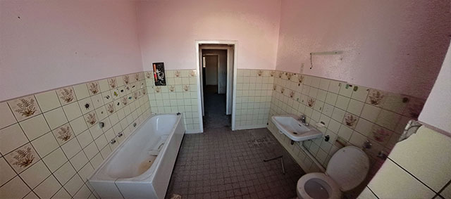 360°-VR-Panorama Hausmeister Badezimmer Telekom-Block Bochum