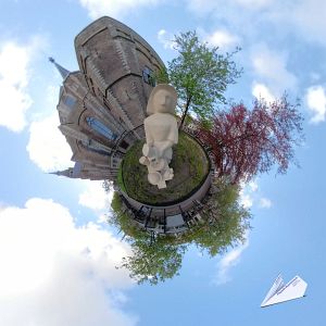 De nieuwe Kerk, Statue "Het Melkmeisje" ,Little Planet - 360°-Fotografie