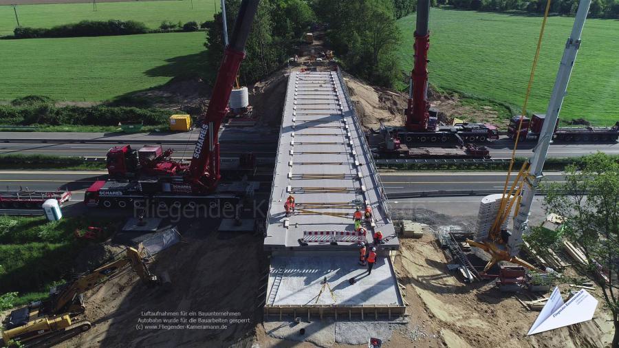 Luftbilder mittels Drohne einer Autobahnbaustelle für ein Bauunternehmen