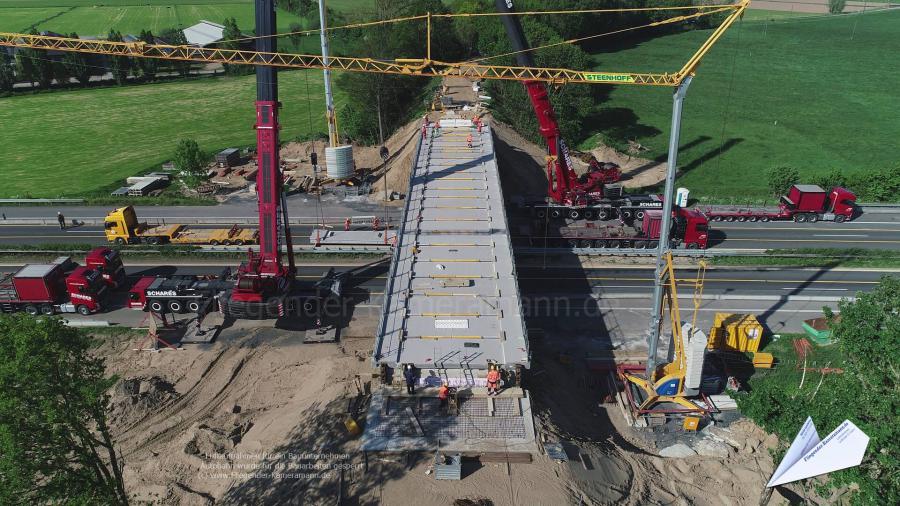 Luftbilder mittels Drohne einer Autobahnbaustelle für ein Bauunternehmen