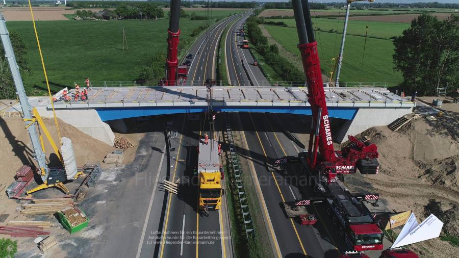 Luftbilder mittels Drohne einer Autobahnbaustelle für ein Bauunternehmen