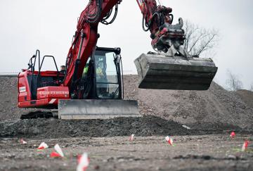 Foto mit Drohne: Als Baustellenfototgrafen haben wir Tiefbauarbeiten dokumentiert.