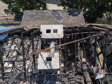 Foto mit Drohne: Luftaufnahmen Brandinspektion Drohne Brandschaden