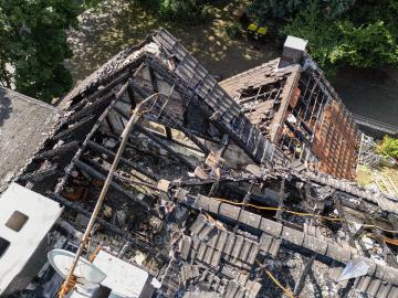 Foto mit Drohne: Luftaufnahmen Brandinspektion Drohne Brandschaden