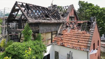 Foto mit Drohne: Luftaufnahmen Brandinspektion Drohne Brandschaden