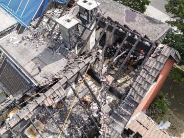 Foto mit Drohne: Luftaufnahmen Brandinspektion Drohne Brandschaden