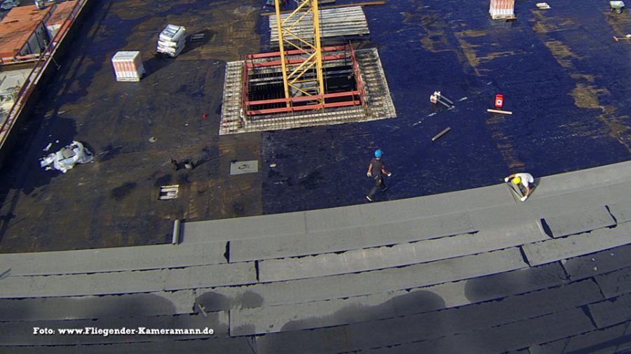 Luftbilder / Luftaufnahmen mit Drohne von Baustelle des Musikforum Bochum