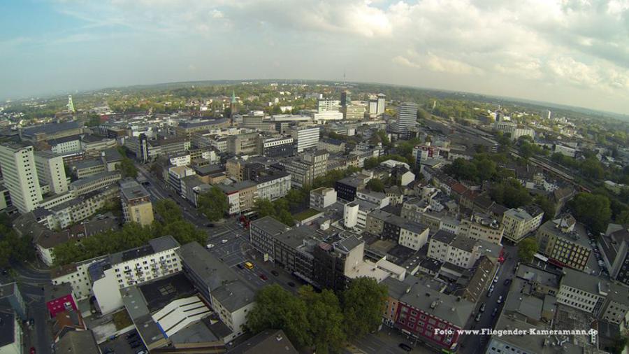 Luftbilder / Luftaufnahmen mit Drohne von Baustelle des Musikforum Bochum