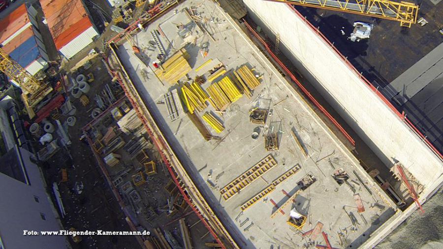 Luftbilder / Luftaufnahmen mit Drohne von Baustelle des Musikforum Bochum