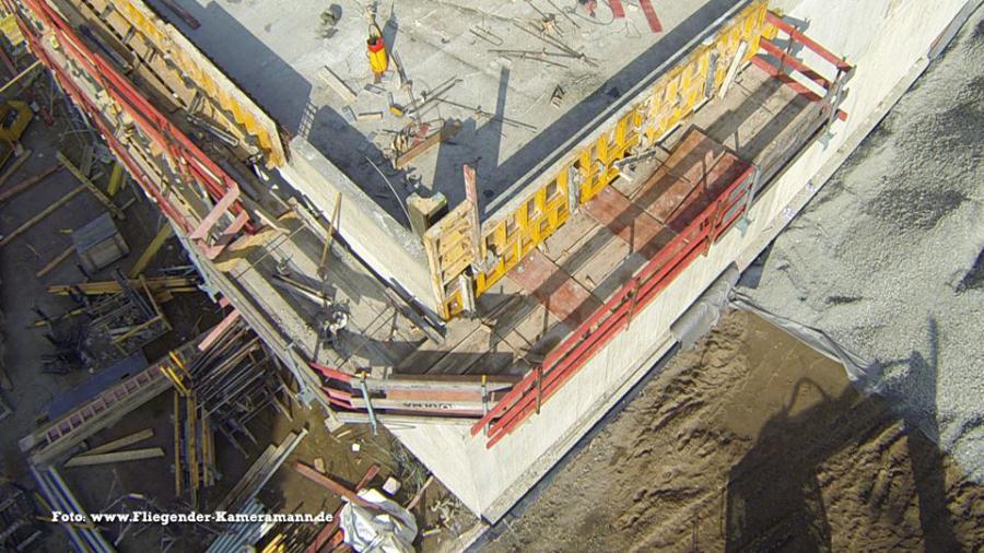 Luftbilder / Luftaufnahmen mit Drohne von Baustelle des Musikforum Bochum