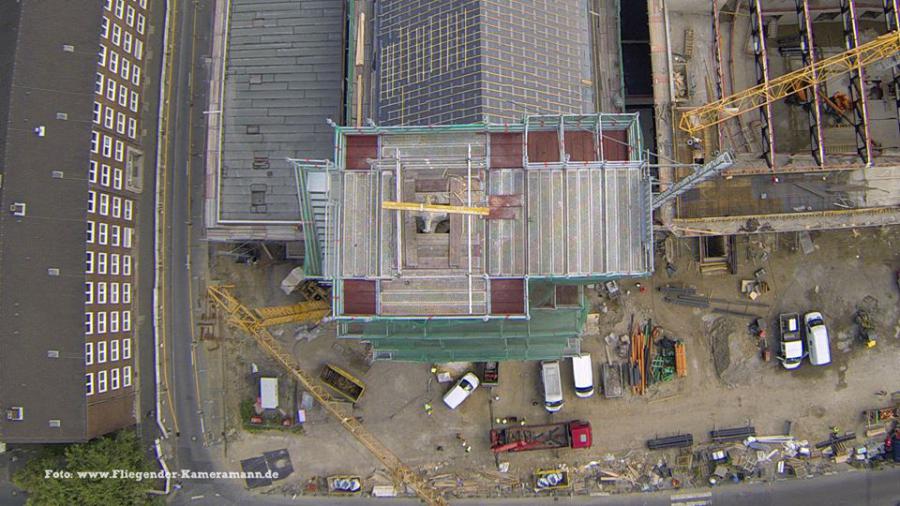 Luftbilder / Luftaufnahmen mit Drohne von Baustelle des Musikforum Bochum