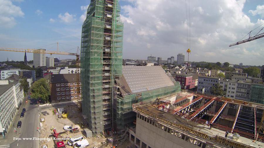 Luftbilder / Luftaufnahmen mit Drohne von Baustelle des Musikforum Bochum