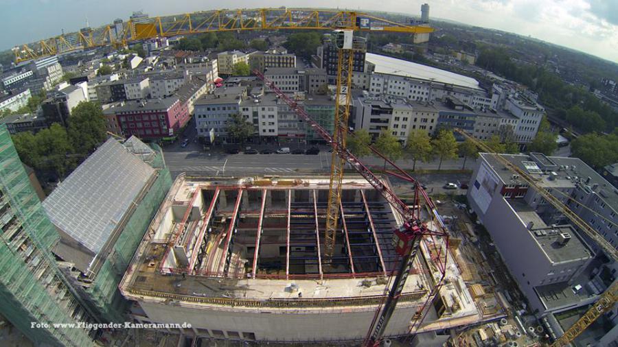 Luftbilder / Luftaufnahmen mit Drohne von Baustelle des Musikforum Bochum