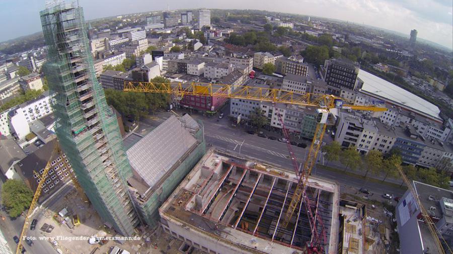 Luftbilder / Luftaufnahmen mit Drohne von Baustelle des Musikforum Bochum