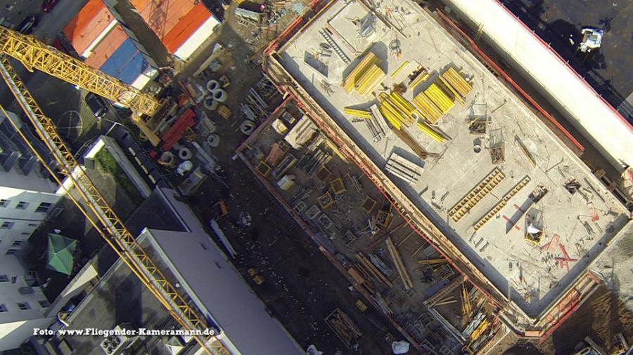 Luftbilder / Luftaufnahmen mit Drohne von Baustelle des Musikforum Bochum