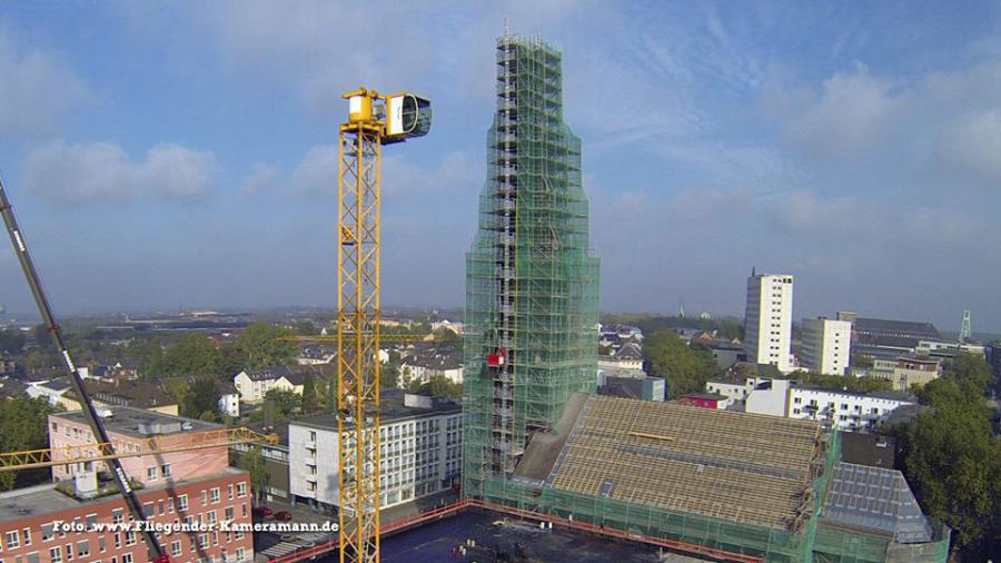 Luftbilder / Luftaufnahmen mit Drohne von Baustelle des Musikforum Bochum