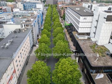 Foto mit Drohne: Luftaufnahme der begrünten Kampstraße in der Dortmunder Innenstadt
