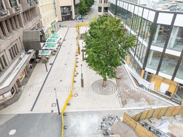 Foto mit Drohne: Luftbild der Kampstraße in Dortmund während der Umbauarbeiten in der Innenstadt