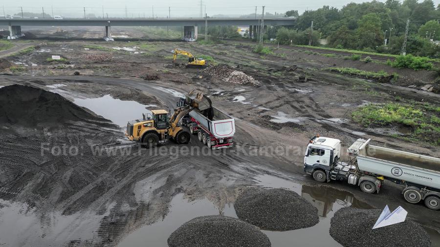 Luftaufnahmen mit Drohne von der Baustelle am Dortmunder Hafen