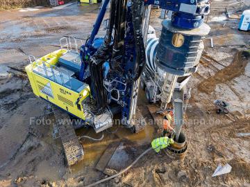 Luftaufnahmen mit Drohne in Düsseldorf auf Tiefbau-Baustelle
