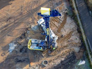 Luftaufnahmen mit Drohne in Düsseldorf auf Tiefbau-Baustelle
