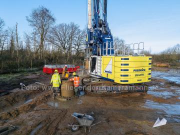 Luftaufnahmen mit Drohne in Düsseldorf auf Tiefbau-Baustelle