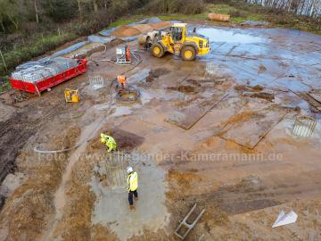 Luftaufnahmen mit Drohne in Düsseldorf auf Tiefbau-Baustelle