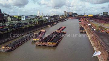 Foto mit Drohne: Luftaufnahmen mit Drohne für eine Filmproduktion über "klimaneutrale Stahlproduktion" von thyssenkrupp Steel in Duisburg