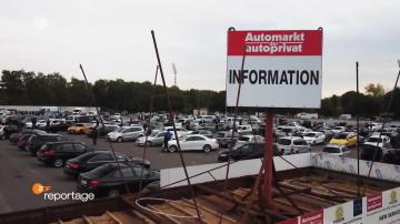 Luftaufnahmen mit Drohne für TV-Produktion über Automarkt in Essen