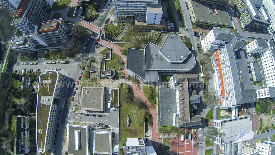 Luftaufnahmen mit Drohne vom Westdeutschen Herz- und Gefäßzentrum (WHGZ) am Universitätsklinikum Essen