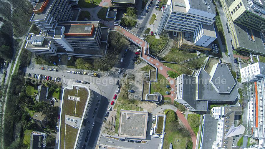 Luftaufnahmen mit Drohne vom Westdeutschen Herz- und Gefäßzentrum (WHGZ) am Universitätsklinikum Essen