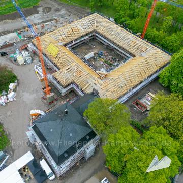 Foto mit Drohne: Luftaufnahmen der Umbauarbeiten am Lennershof in Bochum-Querenburg