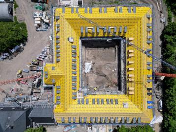 Foto mit Drohne: Drohnenaufnahmen der Umbauarbeiten am Lennershof in Bochum-Querenburg