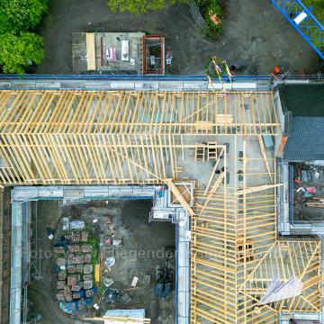 Foto mit Drohne: Luftaufnahmen der Umbauarbeiten am Lennershof in Bochum-Querenburg