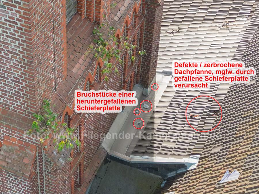 Drohnenaufnahmen ermöglichen schnelle Ortung von Schäden an Kirchendächern